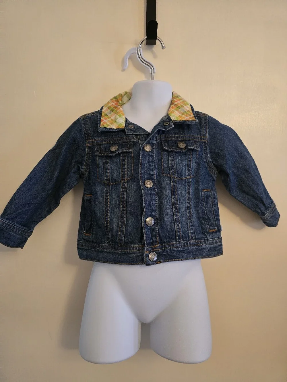 Carter’s 18M One of a Kind Fall Pumpkin Scarecrow Denim Jacket Snap Front